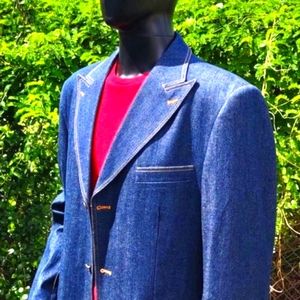VITTORIO ST ANGELO  WESTERN STYLE DENIM BLAZER TOP STITCH-4 BUTTON MASTERPIECE
